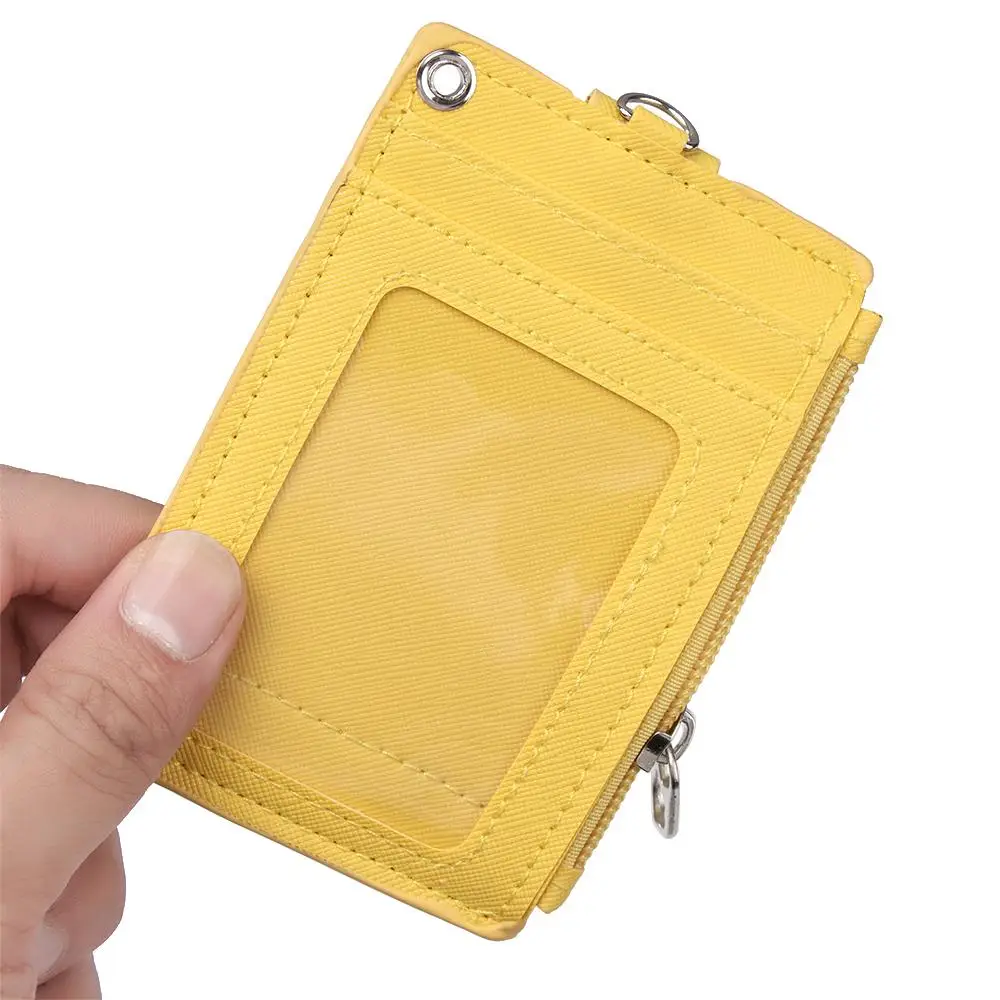 Business PU Leather Office Work Coin Purse Keychain ID Card Holder Wallet