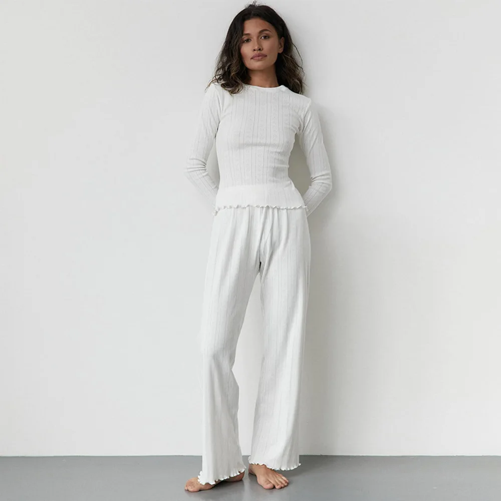 

2025 жаккардовый пижамный комплект с длинными рукавами, женский весенне-осенний вязаный кардиган, брюки, пижамы, удобная женская домашняя одежда