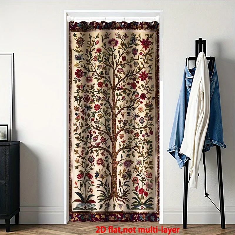 VIKAMA Blackout Curtains Tree of Life, Kitchen & Living Room Screen, Modern Door Curtains