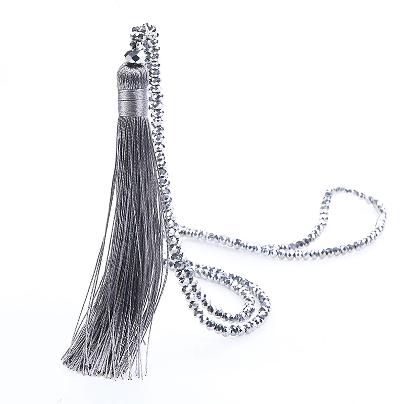 Fashion Bohemian Long Tassel Pendant Necklace For Women Fashion Brand Jewelry Fringe Crystal Beads Collier Femme Necklace Bijoux