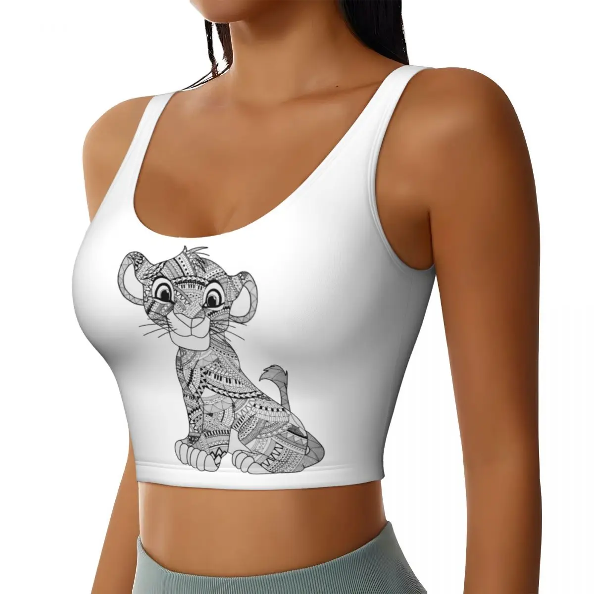 Custom Vintage The Lion King Simba Workout Crop Tank Tops Women's Seamless Hakuna Matata Cartoon Movie Yoga Running Sports Bras