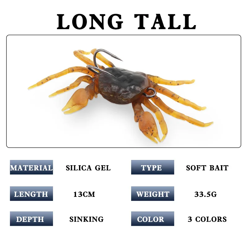 2023 Silicone Soft Bait 3D Simulation Crab Bait With Hook Sea Fishing Bait Tackle Fishing Lures Soft Fish Bait With Sharp Hooks