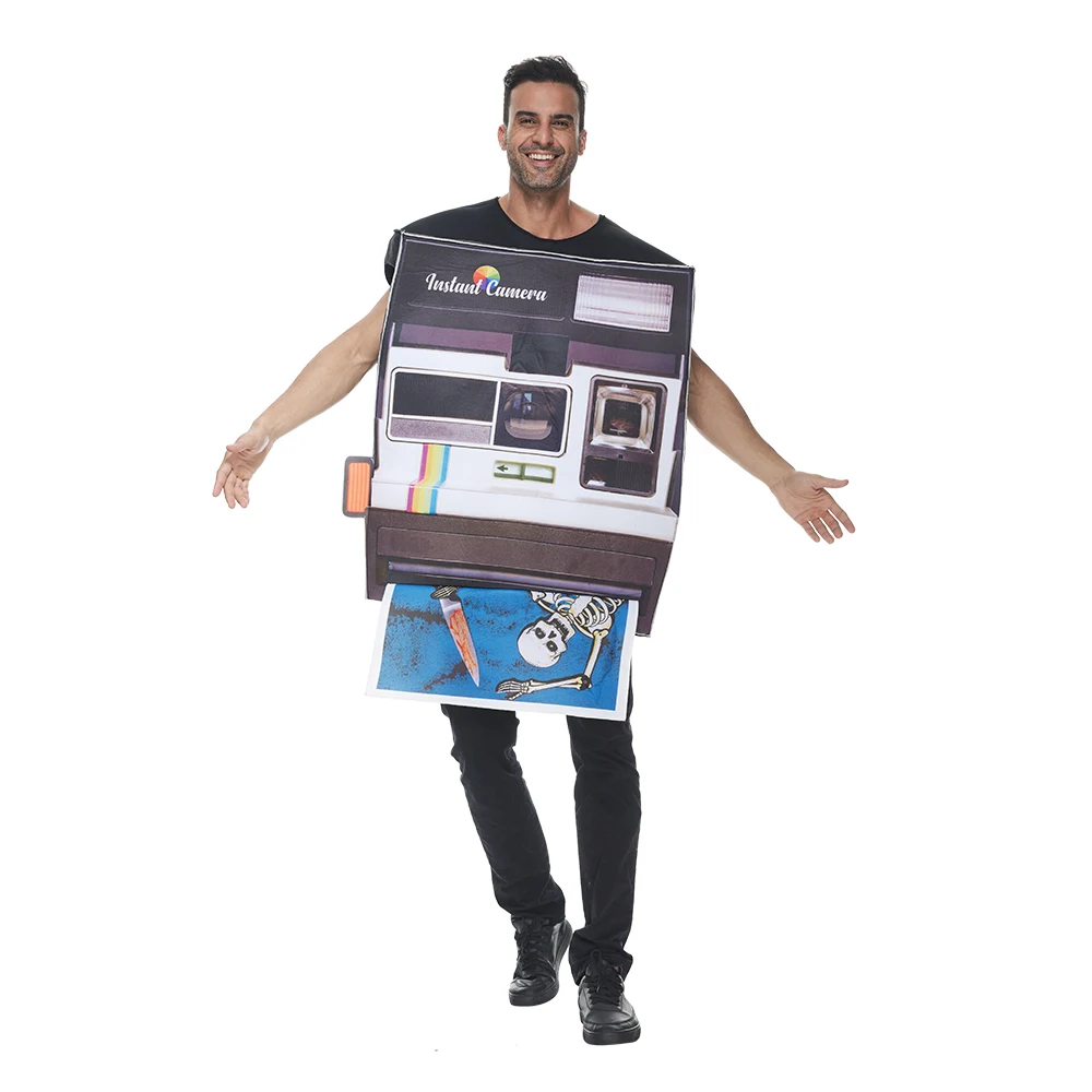 Adult Instant Camera Costume Halloween Mens Womens 80s 90s Party Funny Dress up Carnival Easter Purim Fancy Dress