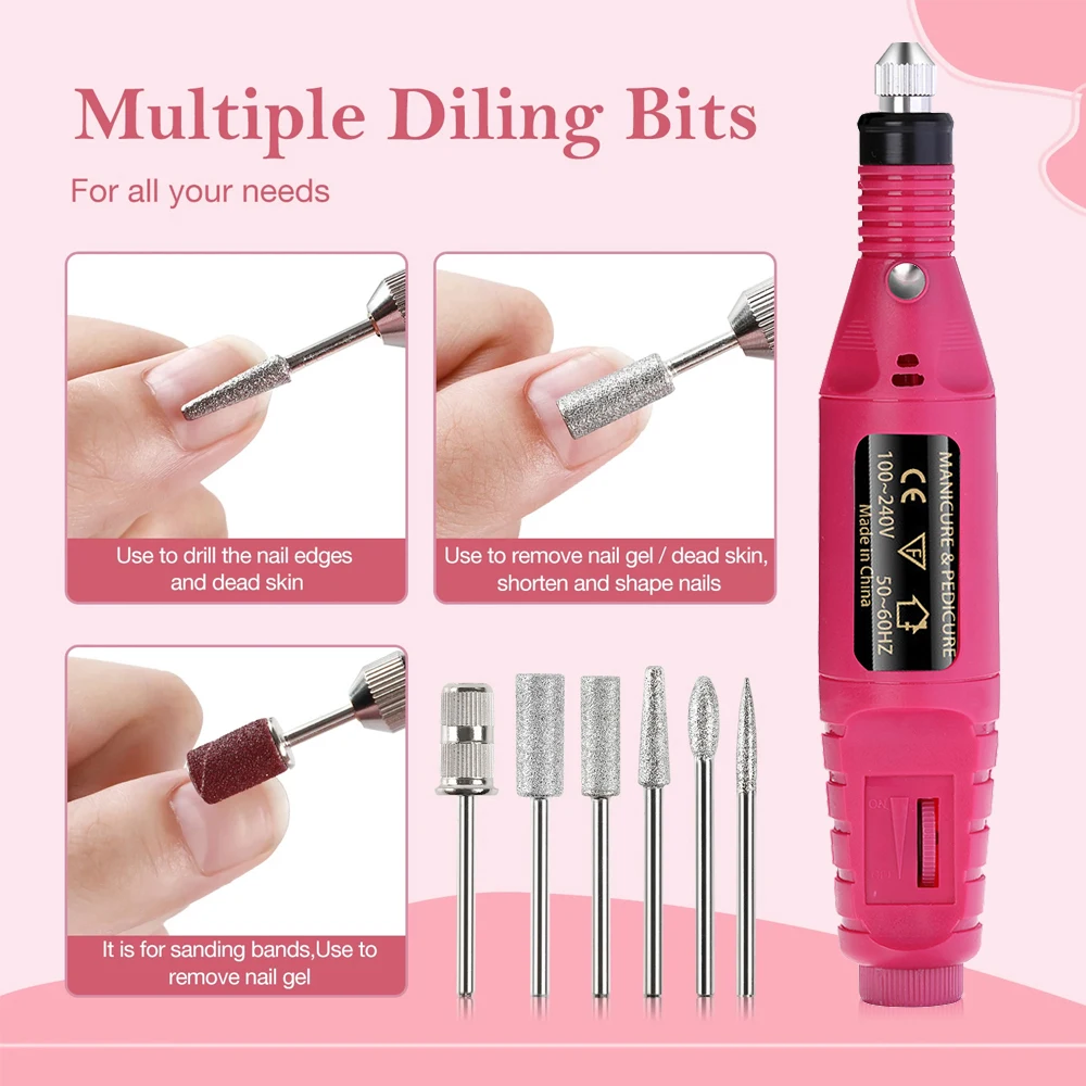 YIKOOLIN Nail Drill Machine Electric Manicure Milling Cutter Set for Manicure Drill Nail Polishing Tools Kit Nail Equipment