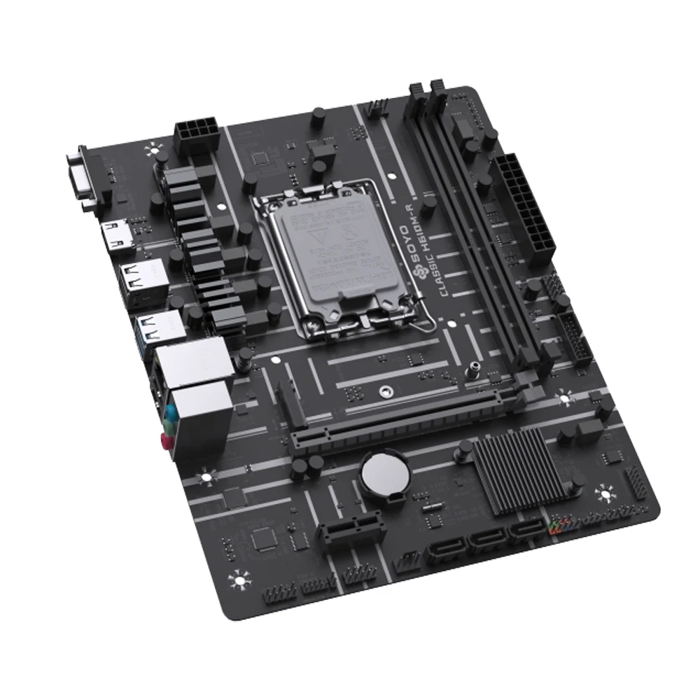 SOYO H610M-R MATX Intel H610M DDR4 HDMI VGA SATA3.0 M.2 NVME USB 3.2 Gen1 Support 12/13/14 gen LGA 1700 CPU For Desktop PC