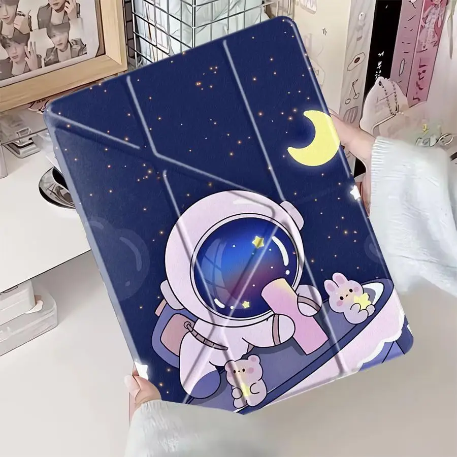 Cartoon Astronaut Pattern Holder Cover Tablet Case For iPad Pro 2025 Mini 6 7 Pro 11th 10th 9th 8th 7th 12.9inch Air 4 5 M3 M2