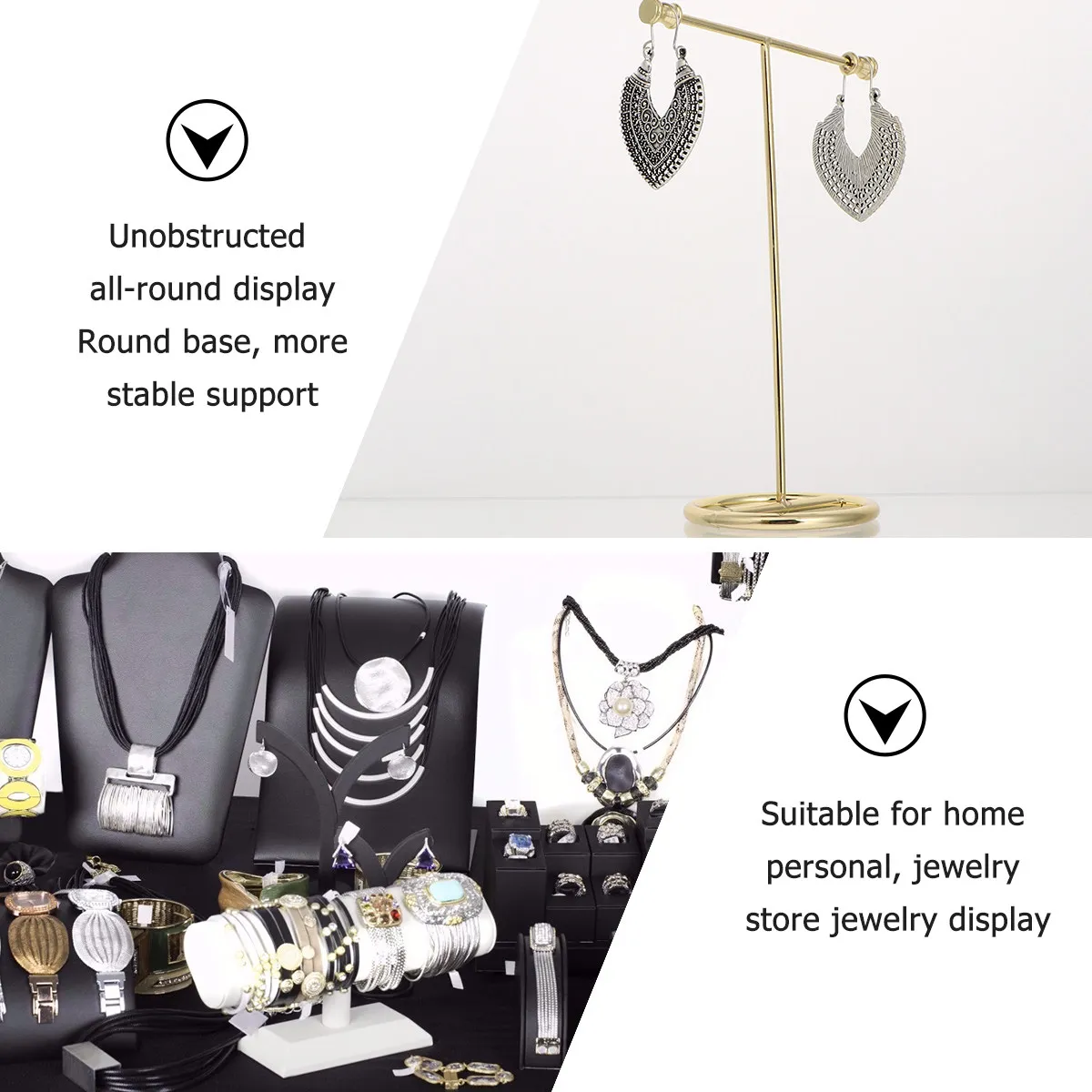 

1Pcs Classic Simple Jewelry Display Stand Earring Holder Ring Organizer Smooth Surface Desktop Ornament Living Room Store Decor