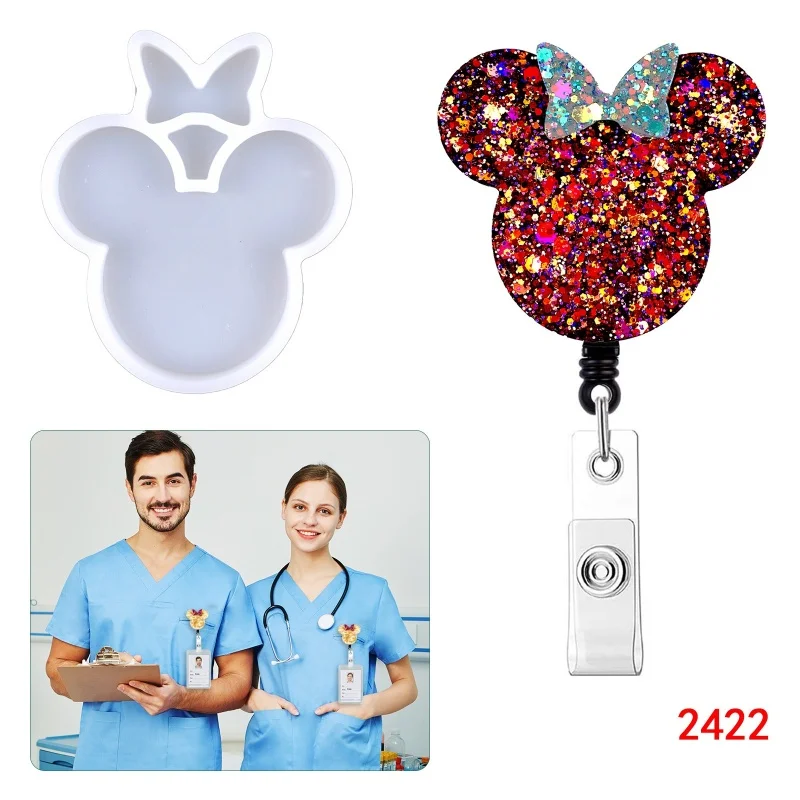 DIY Mickey Keychain Pendant Work Card Decoration Silicone Mold Mickey Name Tag pendant Decoration Crystal Epoxy Resin Mold