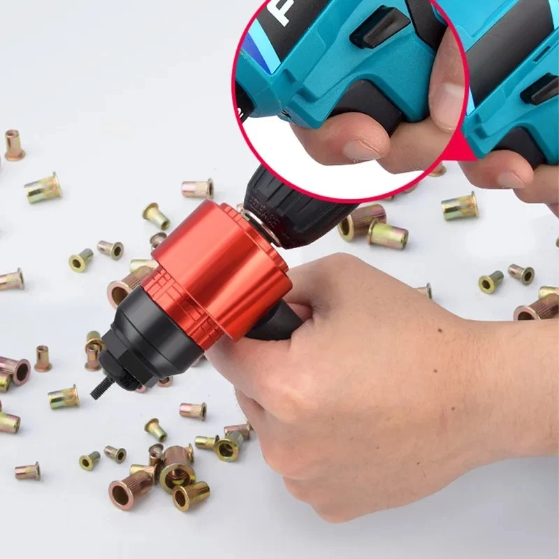 Pistola para tuercas de remache, remachadora M3 ~ M8, taladro para remaches inalámbrico, adaptador eléctrico, herramienta para tuercas de inserción, se puede utilizar en modo Manual y eléctrico