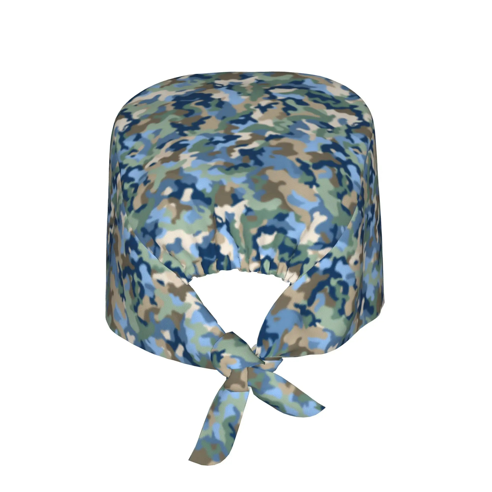Blue Camo Army Medical Staff Scrubs Hat Men Women Military Camouflage  Doctor Nursing Surgical Cap Scrub Caps