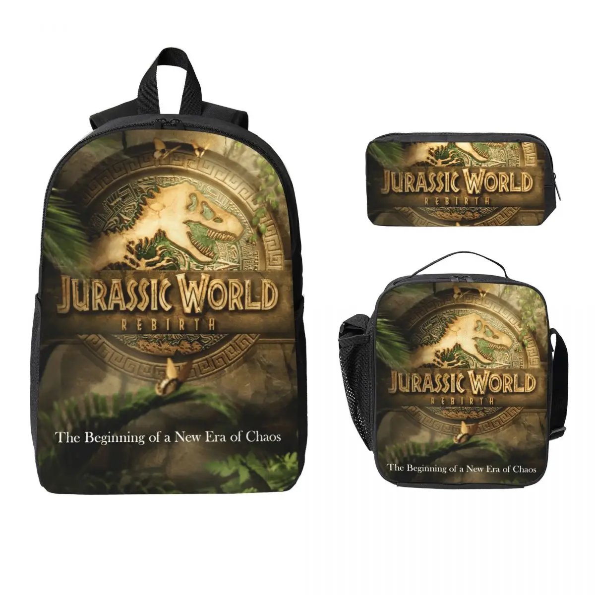 3Pcs Jurassic World Backpack Set for Girls Boys Pen Bags Bookbag Sets with Lunch Box For School Students Knapsack