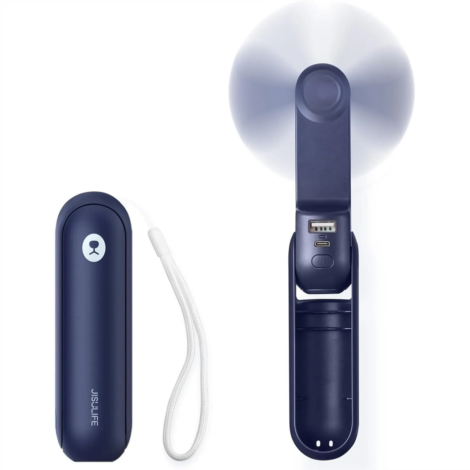 

Portable Handheld Fan 3-in-1 with Power Bank & Flashlight, Mini Personal USB Rechargeable Pocket Fan 12-19 Hrs for Travel Summer