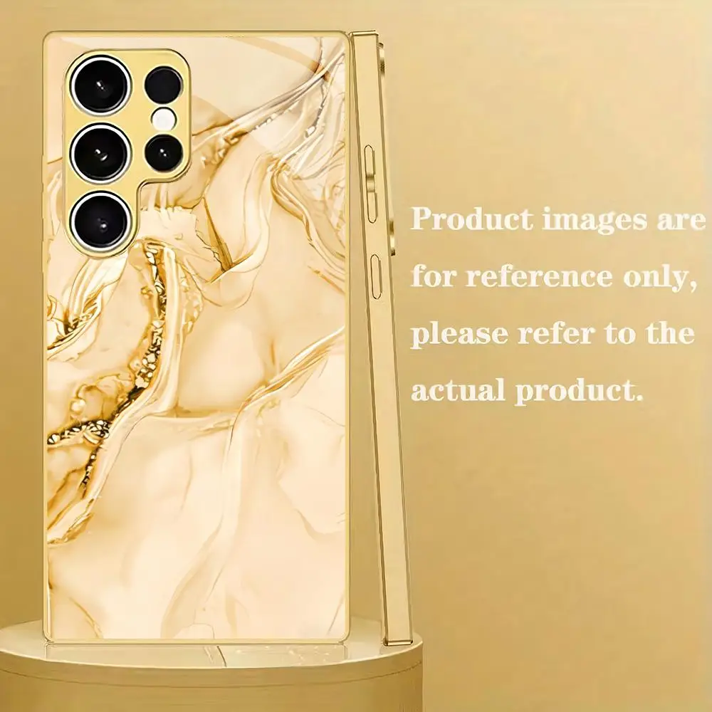 Marble textured metallic paint glass phone case suitable for Samsung Galaxy S26 S25 S24 S23 S22 S21 S20 FE/Ultra/Plus anti drop