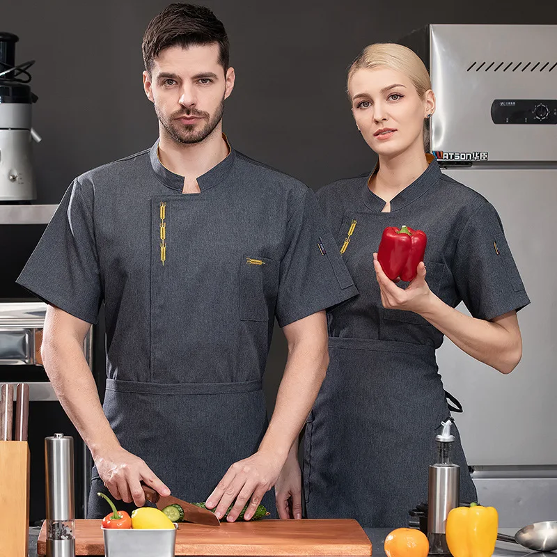 

Hotel Restaurant Kitchen Work Uniform Short Sleeve Chef Jacket Bakery Pastry Chef Summer White Kitchen Coat