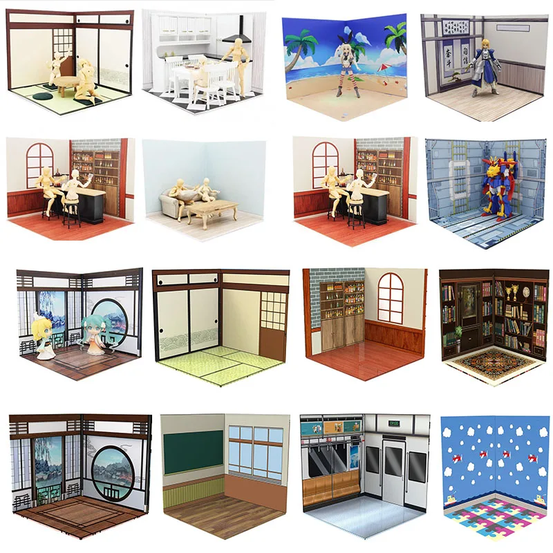 1/12 Scale Mini Japanese Furniture Room Sunshine Beach Bar Display Box Bookstore Forest Scene Accessories For 6