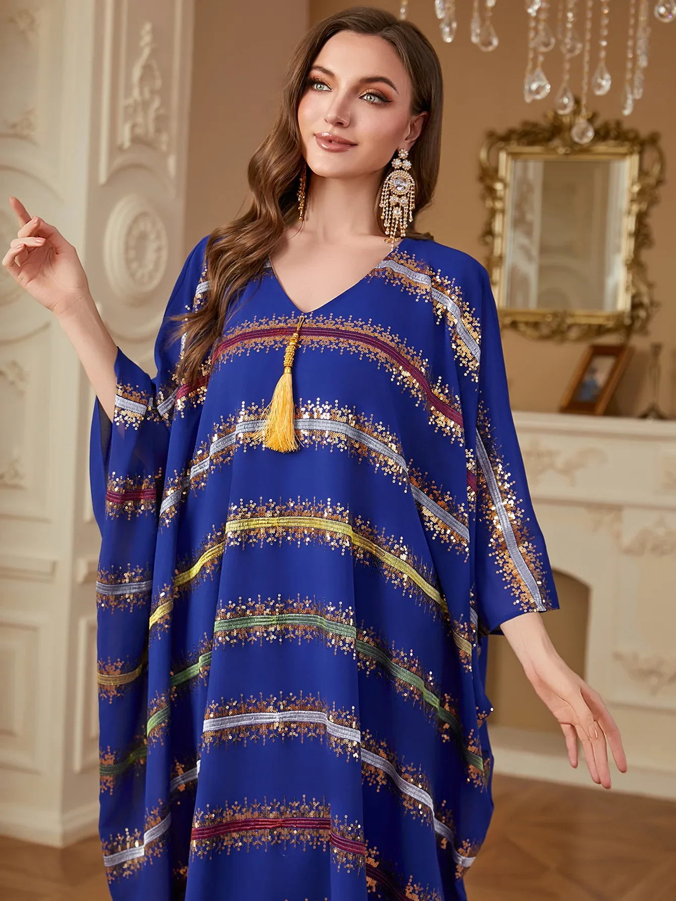 رداء عربي سعودي شرابة جلابة عيد رمضان فستان مسلم نسائي ترتر فاخر دبي عباية تركيا قفطان إسلام جلابية قفطان