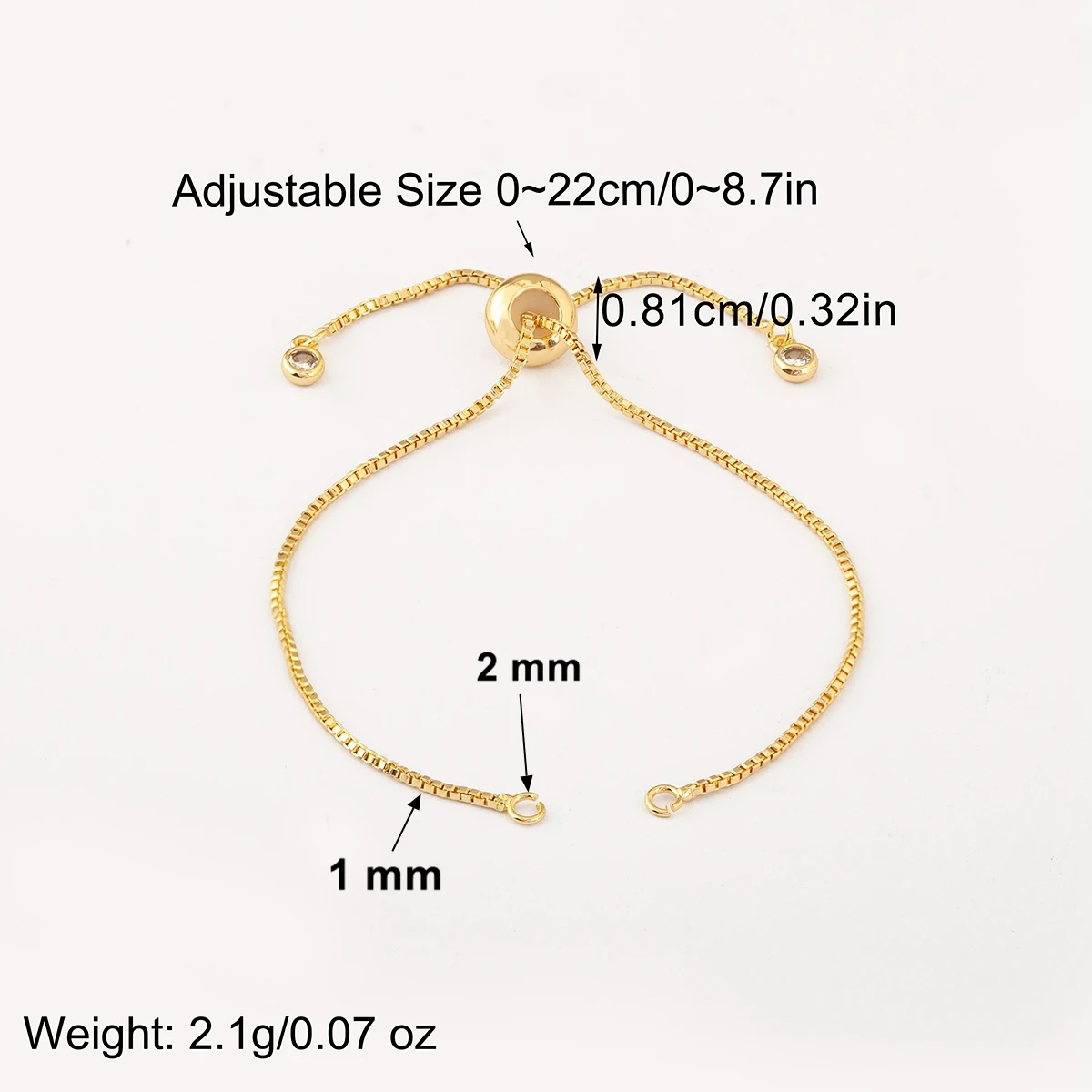 Nidin New Trendy Adjustable Slider Bracelet 3 PCS/Lot For Women Female Chains With Rhinestones Charms Ends Jewelry Accessories