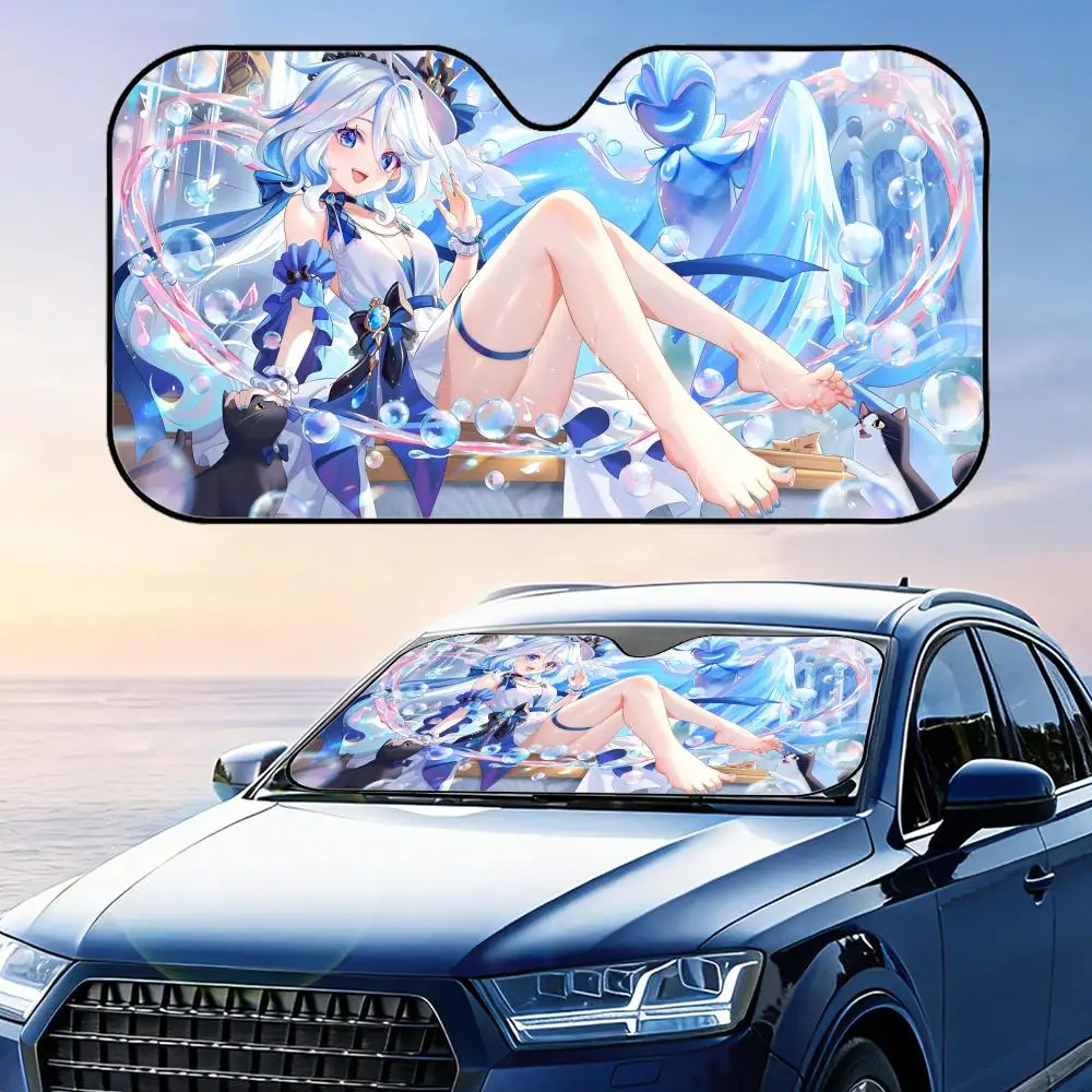 

Солнцезащитный козырек Furina Genshin Impact, многоразовый, из алюминиевой фольги, с защитой от УФ-излучения, трехслойная теплоизоляция, солнцезащитный экран для лобового стекла