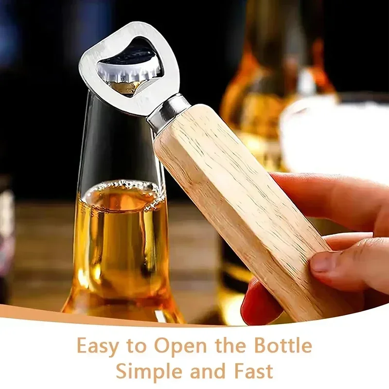 

Wooden Bottle Opener Beer Can Opener Household Kitchen Tools for Home Handle Handheld Wine Soda Glass Cap Gadgets