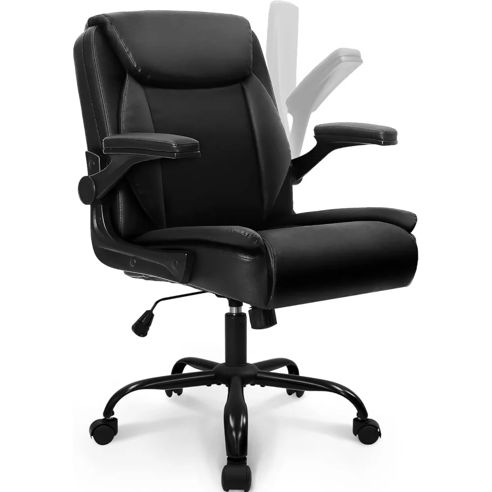 Silla de oficina de cuero PU, asiento de escritorio ajustable, espalda media, ejecutiva, cómoda, ergonómica, soporte para juegos en el hogar