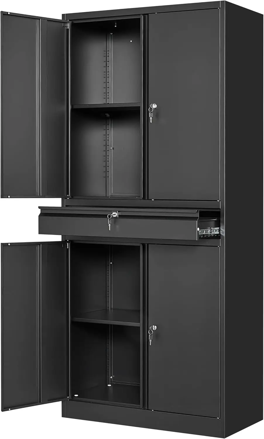 

Metal Garage Storage Cabinet with Locking Doors and Adjustable Shelves 71" Steel Locking Cabinet (BLACK)