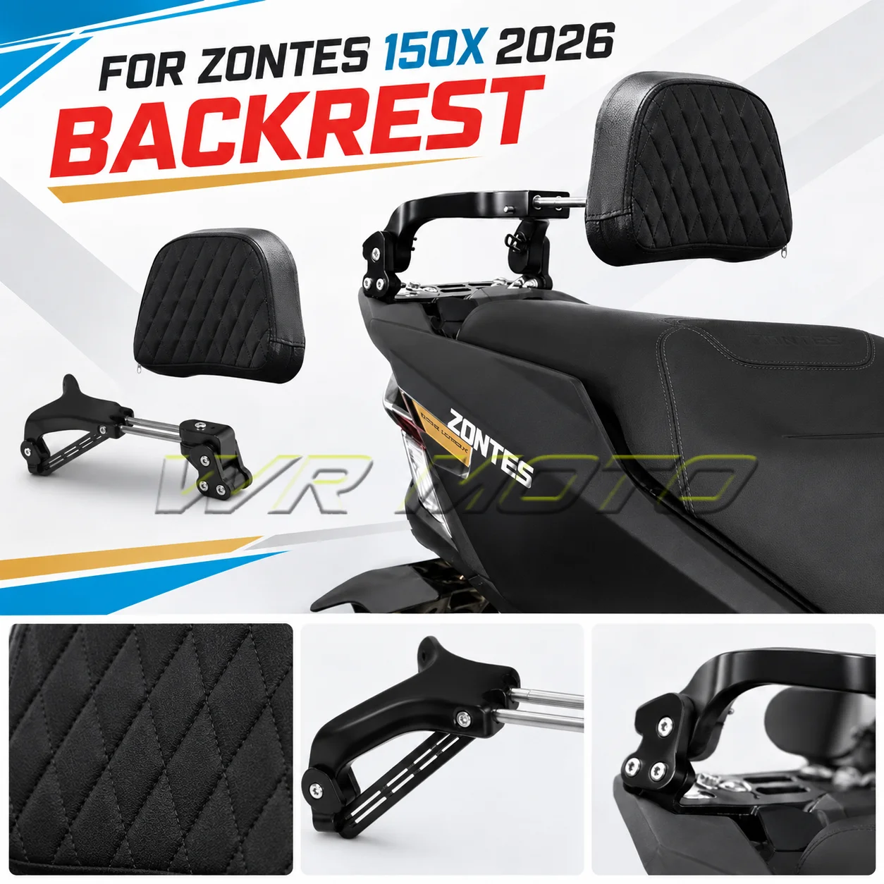 Adjustable Foldable Retractable Rear Passenger Backrest Fit For 2026 ZONTES 150X Scooter Mod Accessories