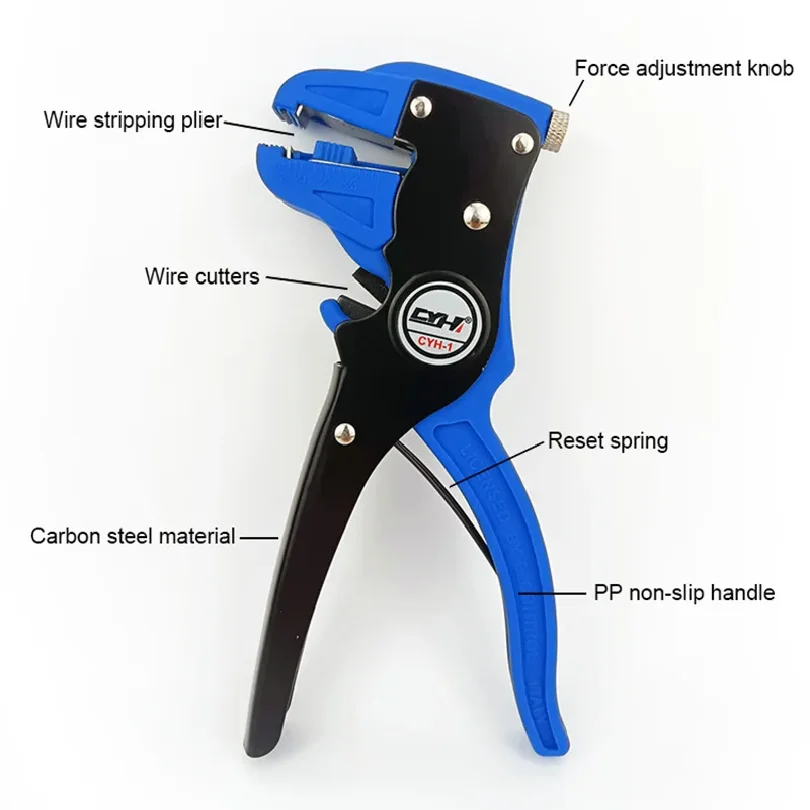 Bomurph Automatic Wire Stripper and Cutter, 2 in 1 Adjustable Electrical Cable Wire Stripping Tool Eagle Nose Pliers