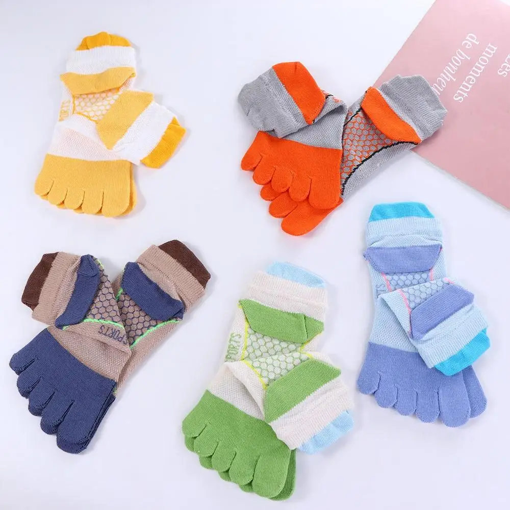 Breathable Color Matching Cotton Anti-slip Sweat Absorbing Five-Finger Socks Split Toe Socks Short Tube Socks Kids Hosiery