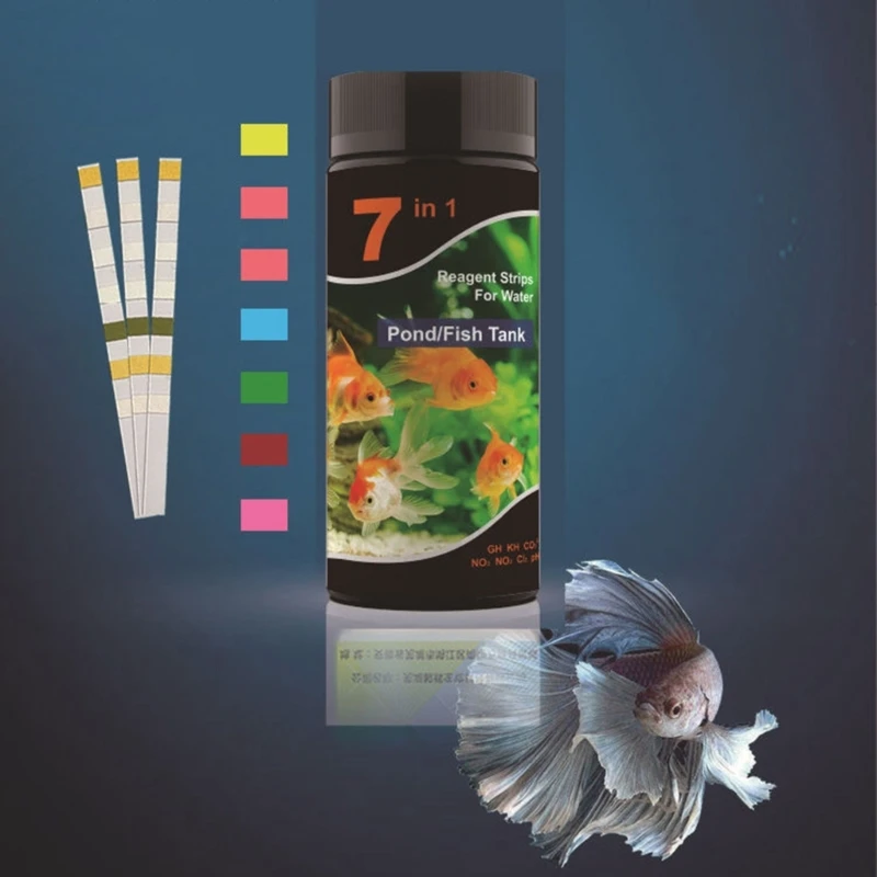 50/100PCS 7 in 1 Aquarium Test Strips Fish Test Set Aquarium Water Test