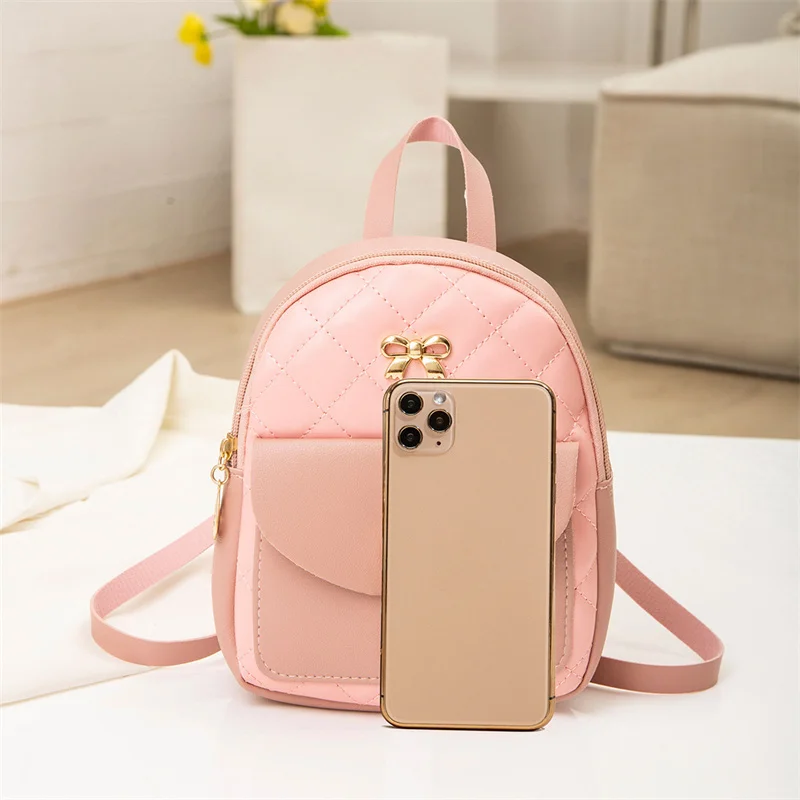 Fashion Retro Women Pu Leather Small Backpack Multi-Function Trendy Students Backpack