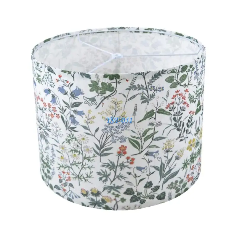 

E15A Multipurpose Fabric Table Lamps Shade Flower Theme Fabric Texture for Bedroom