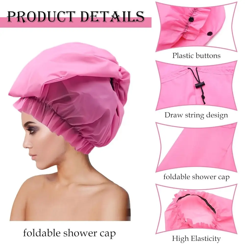 

New Large Shower Caps Reusable Waterproof Bath Caps Large Size Hair Bonnets for Women Long Hair