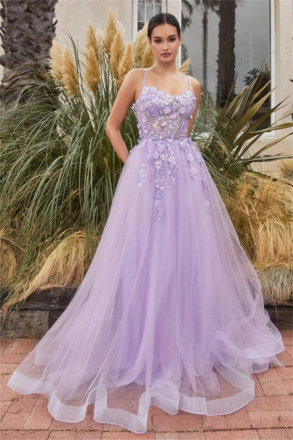 Amanda Princess Tulle Prom Gown Sweet Lace Embroidery A-line Evening Formal Elegant Sleeveless Floor-length Party Dresses 2024