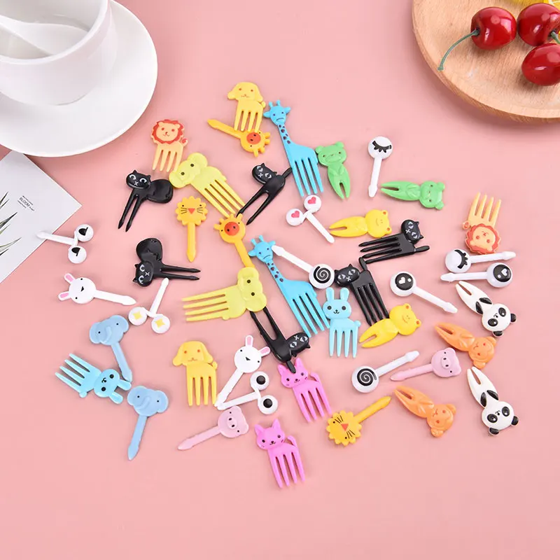 Cute Mini Animal Cartoon Children Snack Cake Dessert Fruit Fork Dinosaur Mini Animal Cartoon Food Picks