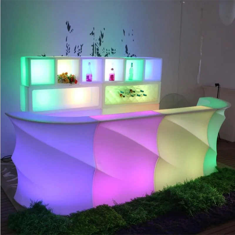 

LED Furniture Portable Bar Counter Hotel Bar Table Advanced Set Cashier Reception Desk Water Bar Front Desk Waterproof Furniture