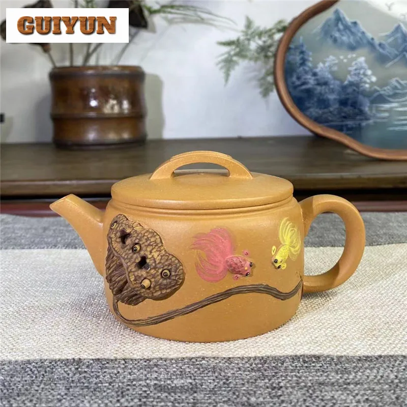 230ml Yixing Purple Clay Teapots Handmade Lotus Seed Large Caliber Pot Raw Ore Section Mud Tea Making Kettle Strainer Zisha Tea