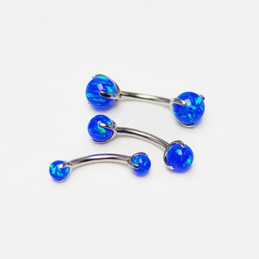 F136 Titanium Opal Eyebrow Piercing Curved Barbell Eyes Bulk Eyebrow Cartilage Ring Bite Labret Stud Tragus Piercing Wholesale