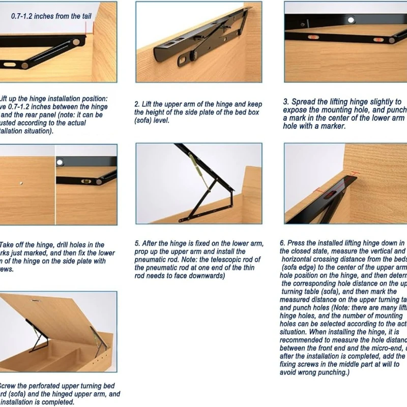 Storage Ottoman Hardware, Hydraulic Ottoman Hinge, Scissors Hinge Large, DIY Furniture Hardware, Black (2pcs)