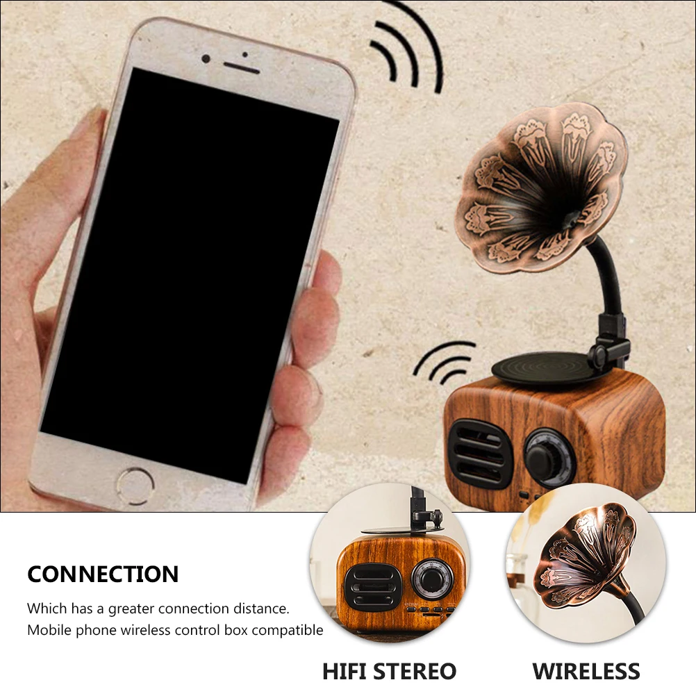 

Retro Wireless Speaker Vintage Style Portable Music Box Slot Support Usb Wav Wma Mp3 Stereo Bass Rechargeable 4.1 Chip Long