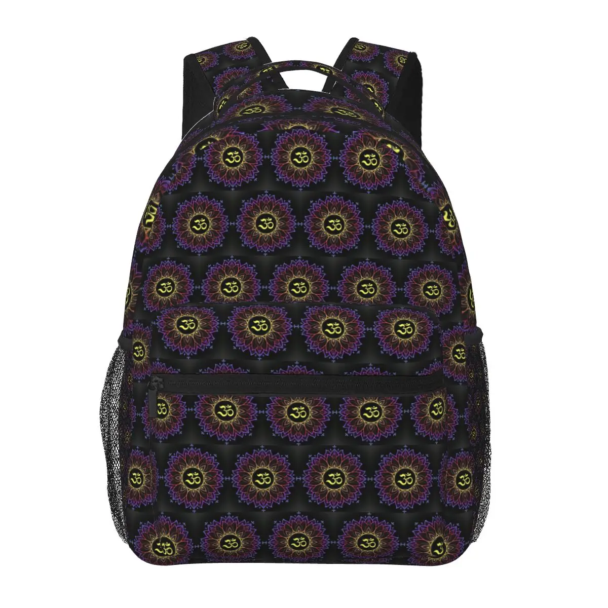 Goldener Mandala Om Yoga Aum Ohm Henna Studentenrucksack Schultasche Wander- und Reise-Tagesrucksack für Männer und Frauen Büchertasche Schultertaschen