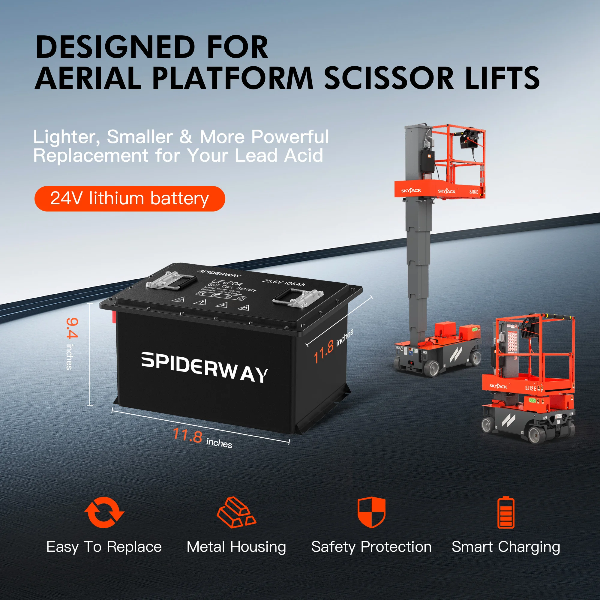 بطارية ليثيوم LiFePO4 24 فولت (25.6 فولت) 150 أمبير في الساعة مع شاحن 25 أمبير 200 أمبير BMS 6000+ دورة لحامل المطارد من كوشمان دقيقة #3