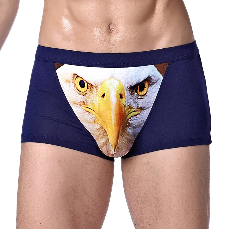 Men Trunks Plus Size Pouch Bulge Underpants Male Wild Wolf Eagle Printed Modal Soft Breathable Underwear Calzoncillos Boxershort