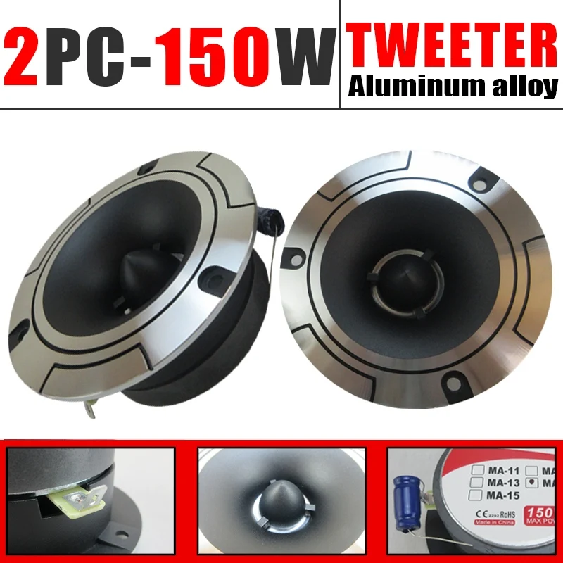 1Pair 4ohm Tweeter 150W Car Speaker with Capacitor High-Fidelity Sound Vehicle Modification Aluminum Stereo Enhanced Car Audio