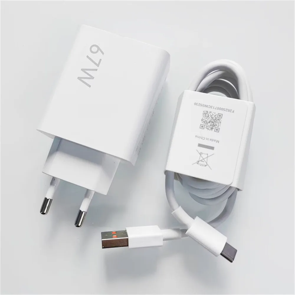 For Xiaomi 67W EU Charger Turbo Fast Wall Charging Adapter for Mi 14 13 12 11 Pro Redmi Note 15 14 13 12 K60 Pro 6A Type C Cable