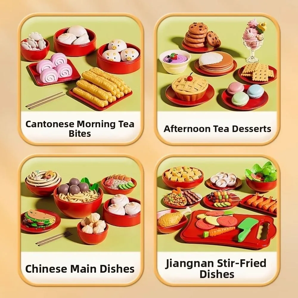 Conjunto de cozinha de simulação de tema de comida chinesa 12/24/36 peças molde de argila colorida fingir jogo de comida educacional não tóxico