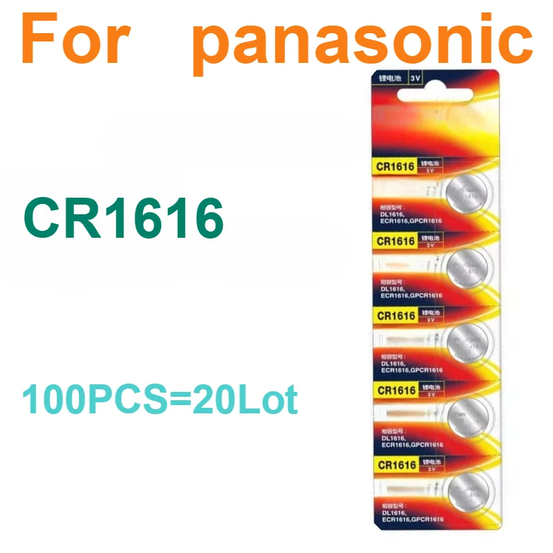 100PCS For Watch Remote Calculator Car Key For Panasonic CR1616 Button Coin Cell  5021LC CR 1616 Lithium Battery