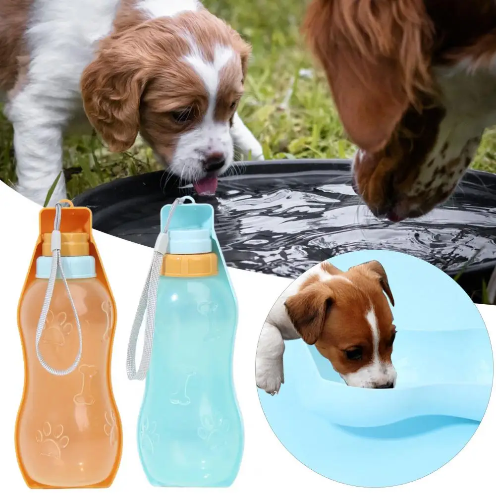 350/500ml Pet Water Bottle 130 Degree Foldable Dog Drinking Bottle Outdoor Traveling BPA Free Leak-Proof Puppy Water Dispenser