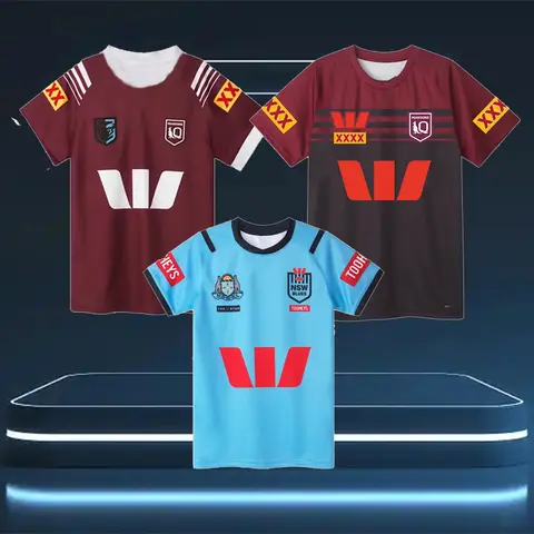2025 뉴저지 의류 남자 티셔츠 Oversixed NRL 럭비 사우스 웨일즈 훈련 유니폼 고품질 반팔 저지 티셔츠