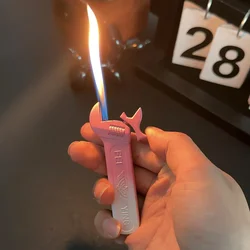 Metal Mini Cute Gradient Inflatable Lighter Butane Torch Pink Portable Lighter Smoking Accessories Smoking Gift