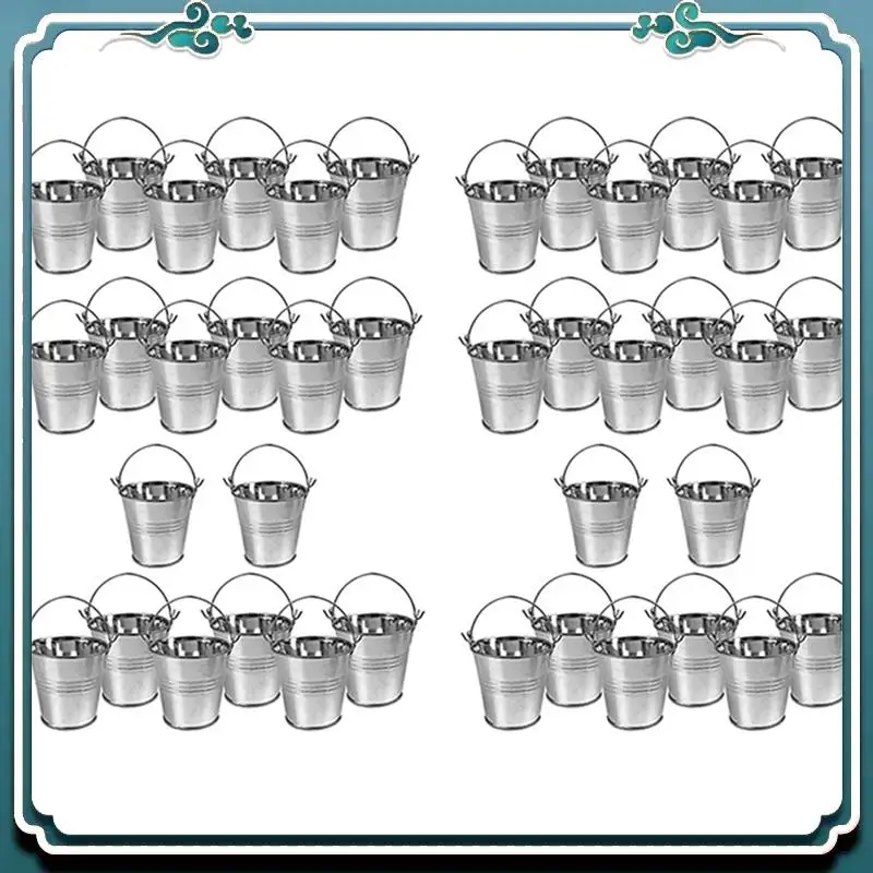 

A67K-40Pcs Mini Metal Bucket Portable Flower Pot Vases Planters Lovely Candy Box For Wedding Party Home Decoration
